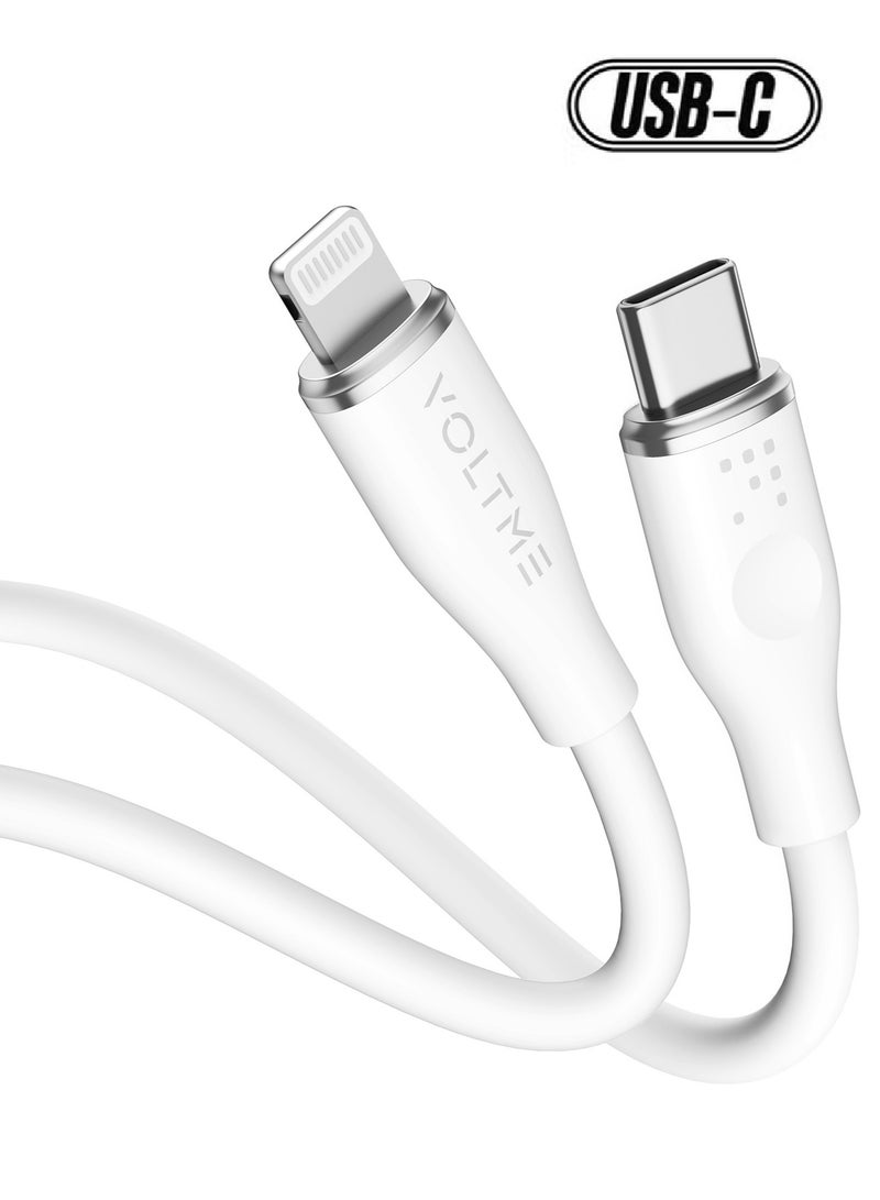 VOLTME 30W USB C to Lightning Cable (1.2m) - Fast Charging and Data Transfer Cable, with 3A Zinc Alloy Connector, Supports Power Delivery Technology, Enhanced Durability and Longevity, Compatible with iPhone 14 / 14 Pro / 14 Pro Max, 13 / 13 Pro / 13 Pro Max, 12 / 12 Pro / 12 Pro Max, 11 / 11 Pro / 11 Pro Max, X / XS / XR, 8 / 8 Plus - White. - Image 1