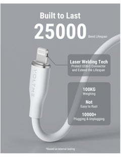 VOLTME 60W Powerlink Moss USB-C to Lightning Cable (1.2m) for iPhone 14/13/12 Pro Max, 12/11 Pro, X/XS/XR, 8 Plus | 3A Zinc-Alloy Connector | Supports Power Delivery for Fast Charging and Data Transfer | Durable Design for Enhanced Longevity and Performance- White  - Image 2