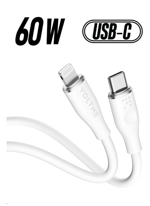 60W Powerlink Moss USB-C to Lightning Cable (1.2m) for iPhone 14/13/12 Pro Max, 12/11 Pro, X/XS/XR, 8 Plus | 3A Zinc-Alloy Connector | Supports Power Delivery for Fast Charging and Data Transfer | Durable Design for Enhanced Longevity and Performance- White