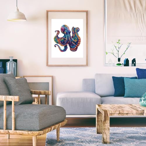 Qiuenisray Wooden Puzzles for Adults 1000 Pieces Octopus Ocean Jigsaw Puzzles FSC Certified Unique Shape Adult Puzzles Pieces Wall Decor for Family Game 234x235 in - Image 5