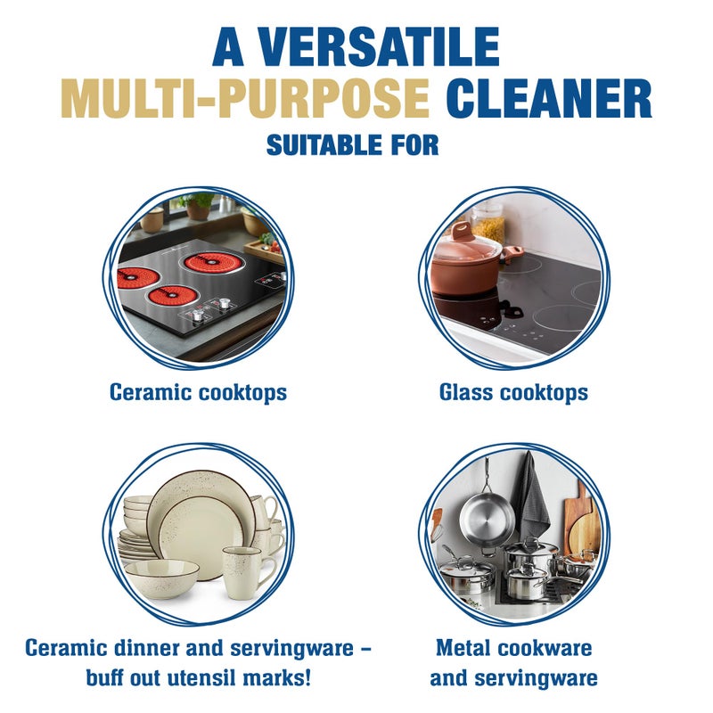 Bar Keepers Friend Cooktop Cleaner (2 x13 oz) Multipurpose Liquid Stovetop Cleanser - Safe for Use on Glass or Ceramic Cooking Surfaces, Copper, Brass, Chrome, and Stainless Steel & Porcelain Sinks - Image 5