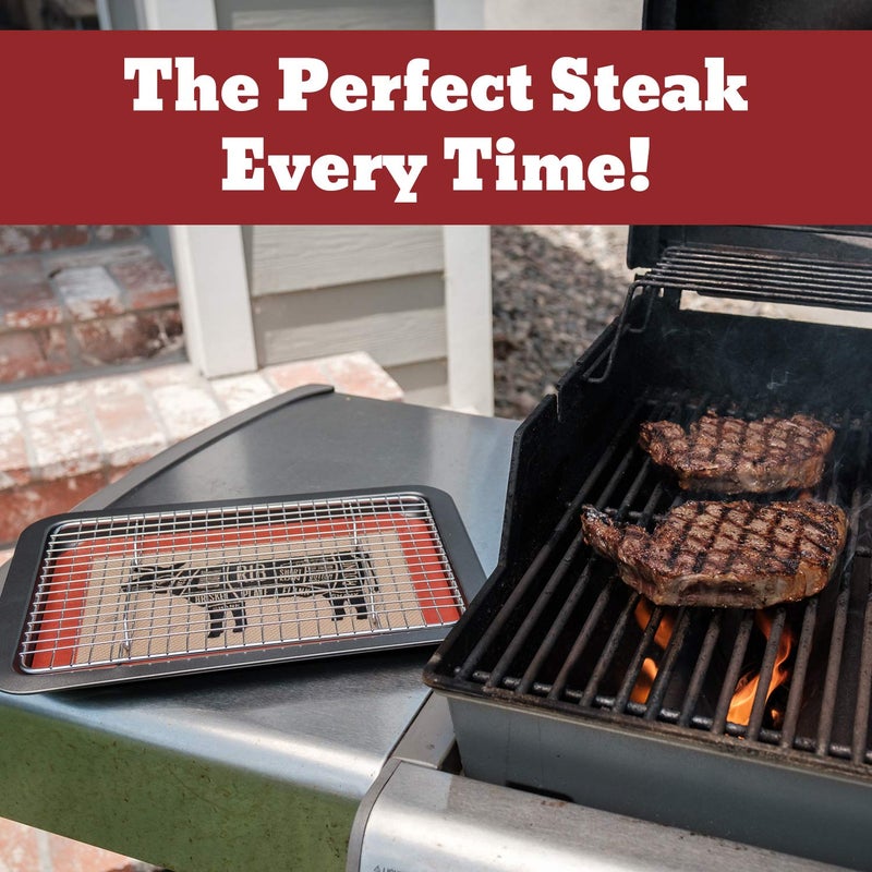 Trinity Provisions Meat Resting Pan - With Wire Rack and Silicone Baking Mat - Dishwasher and Oven Safe Stainless Steel, for Cooking and Cooling Steak, BBQ, Bacon, & More - Image 5