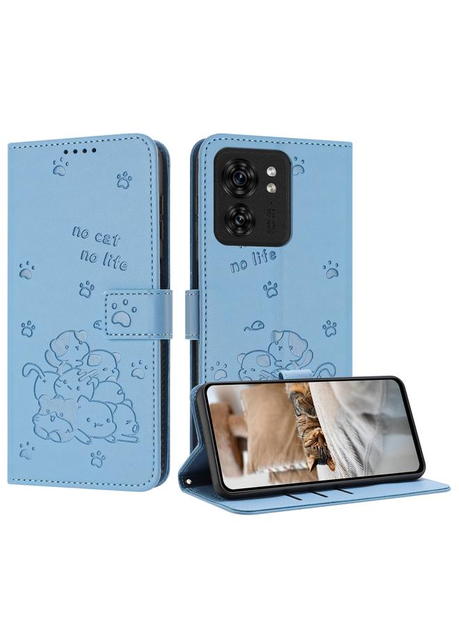 اس-توب جراب لهاتف موتورولا إيدج 40، جراب جلدي منقوش عليه صورة قطة صغيرة مع حبل تعليق - Image 1