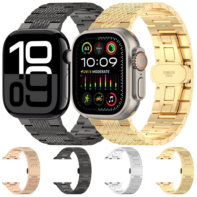 إيروريكس سوار ساعة Apple Watch Series 7 مقاس 41 مم من الفولاذ المقاوم للصدأ (أسود) - Image 5
