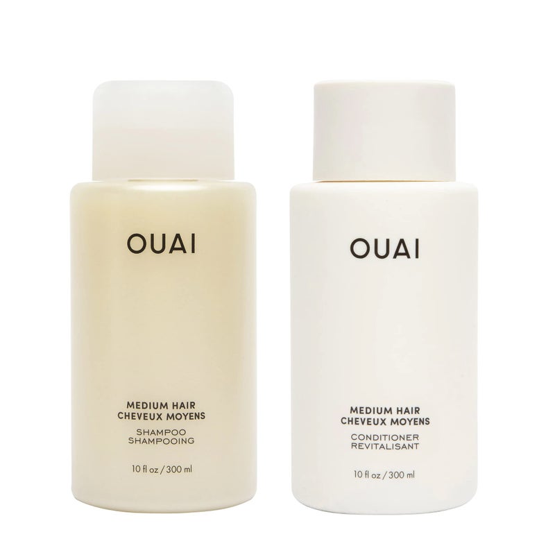 OUAI Medium Hair Shampoo and Conditioner Set - Sulfate-Free Shampoo and Conditioner for Women & Men - Made with Keratin, Shea Butter & Avocado Oil - Free of Parabens & Phthalates (10 Fl Oz) - Image 1