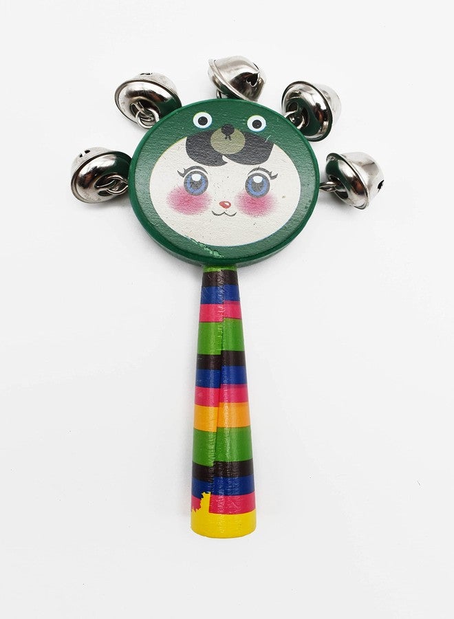 Justhandmade Wooden Ghirgitley (Round) Bell Toy for Kids (Green) - Image 1