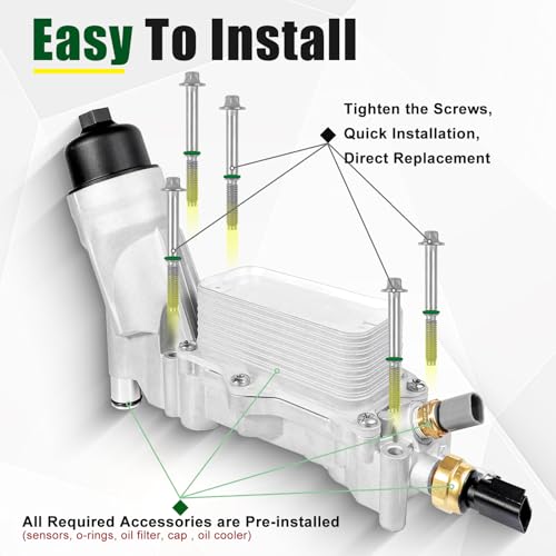 XIAORENWU 926-959 Aluminum Engine Oil Cooler and Oil Filter Housing Adapter 926-876 Fit for 3.6L 2011-2016 Dodge Charger Chrysler 200 300 Jeep Grand Cherokee Wrangler Ram ProMaster 6cyl | 5184304AE 68105583AF - Image 3