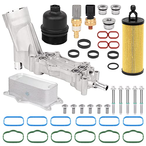 XIAORENWU 926-959 Aluminum Engine Oil Cooler and Oil Filter Housing Adapter 926-876 Fit for 3.6L 2011-2016 Dodge Charger Chrysler 200 300 Jeep Grand Cherokee Wrangler Ram ProMaster 6cyl | 5184304AE 68105583AF - Image 1