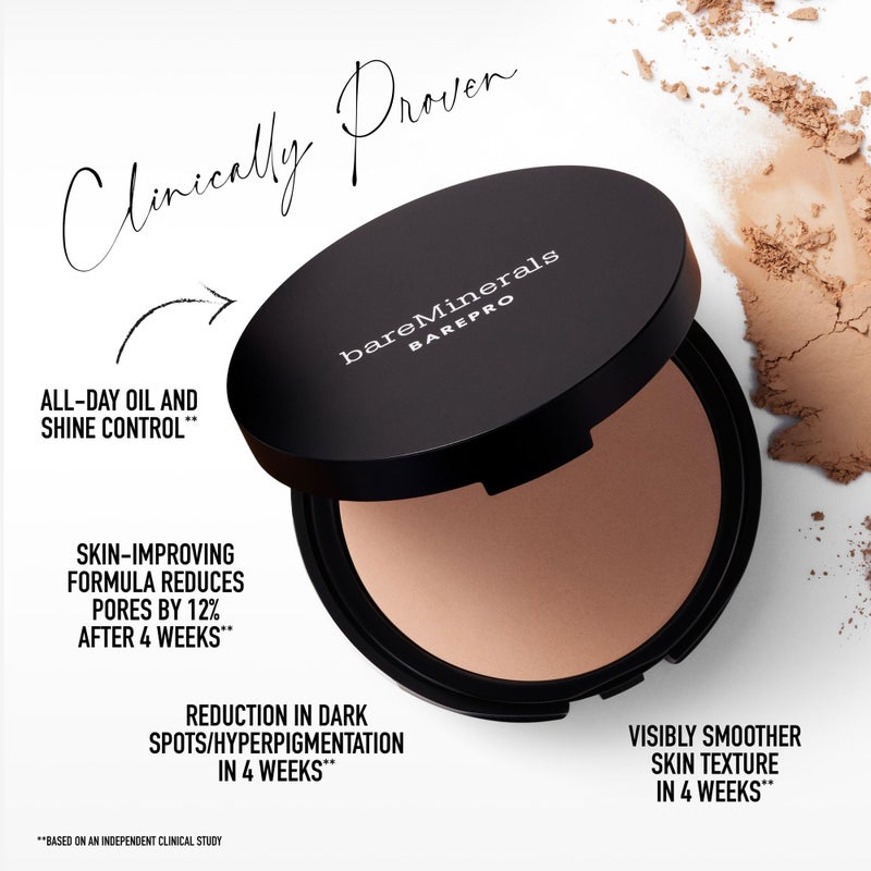 bareMinerals Barepro 24HR Skin-Perfecting Powder Foundation, Matte Pressed Powder Foundation Full Coverage with Plant-Based Squalene, Oil Control, Vegan - Light 20 Warm - Image 3