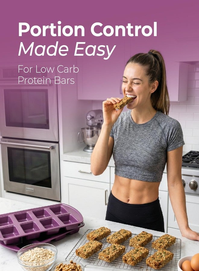 CARTMAN 2-Pack 8-Cavity Mini Loaf Pans Set with Spatula & Brush - 15.5” x 10” Nonstick Carbon Steel Small Bread Pan for Banana Bread, Meatloaf & Keto Snacks Plum Purple - Image 3