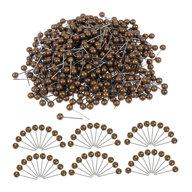 Dark Brown Push Pins 500pcs Metal Plastic Round Bulletin Board Map Tacks Office Decorative Thumb Tacks - Image 1