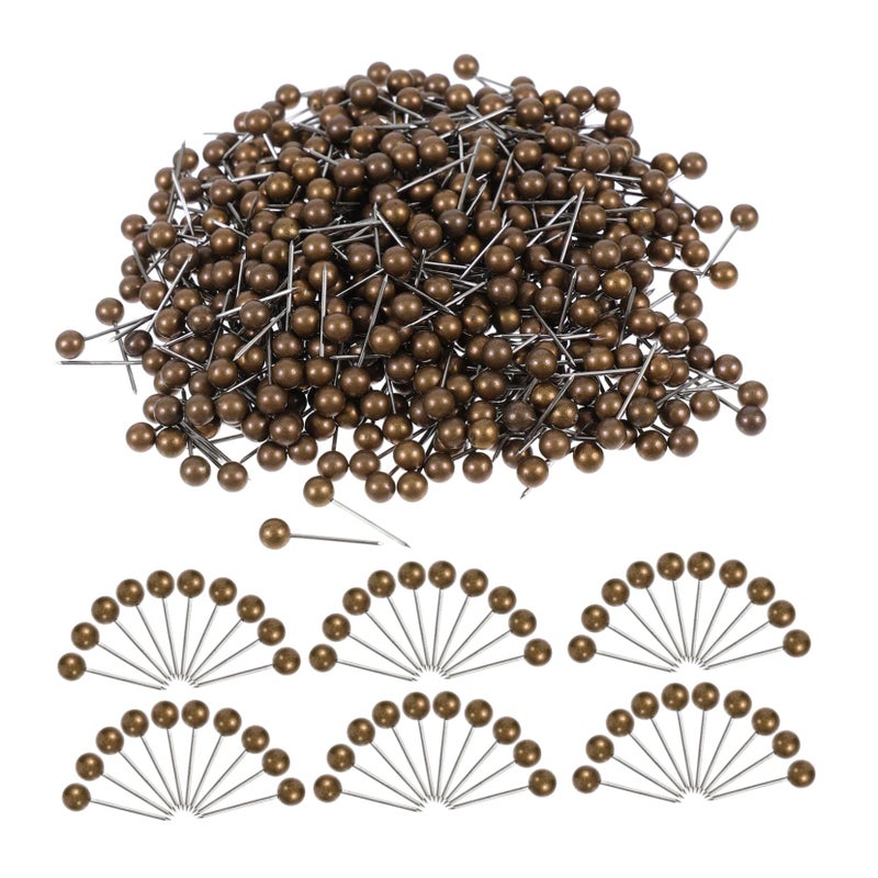 Dark Brown Push Pins 500pcs Metal Plastic Round Bulletin Board Map Tacks Office Decorative Thumb Tacks - Image 2