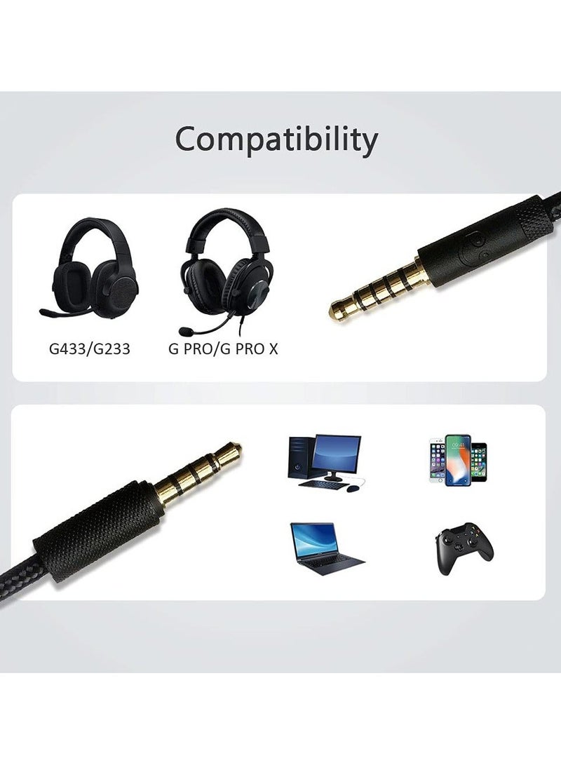 Replacement Audio Aux Cord Cable Compatible with Logitech Wired G Pro/G Pro X/G433/G233 Gaming Headset, G433 Cable Aux Cord Replacement with Inline Mic and Volume Control(6.5FT/2Meter, Black)  - Image 2
