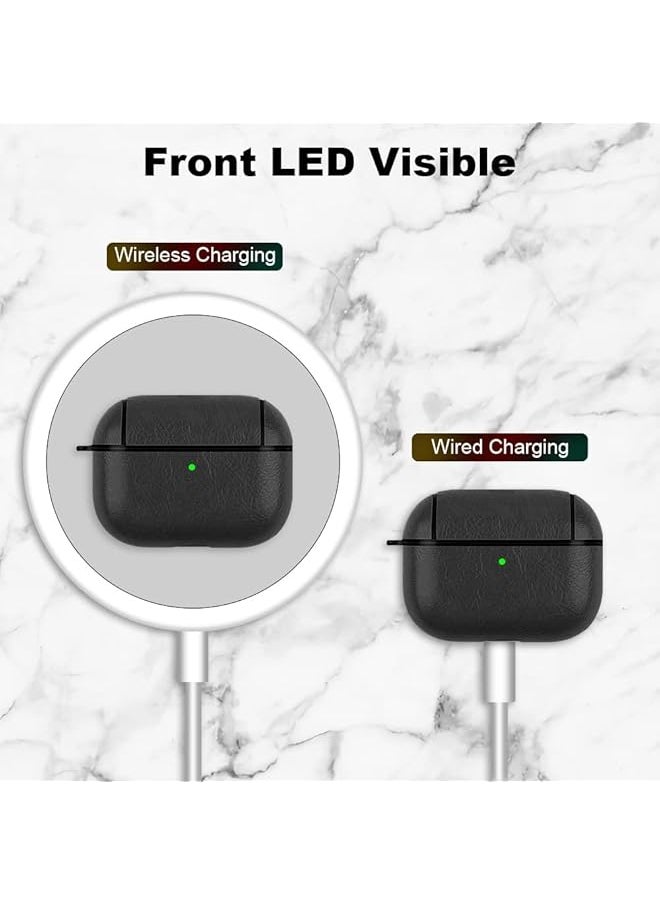 Compatible With Airpods 3 Case Cover Elegant Pu Leather Shockproof Protective Case Cover With Keychain For Airpods 3Rd Generation Charging Case 2021 Released Front Led Visible