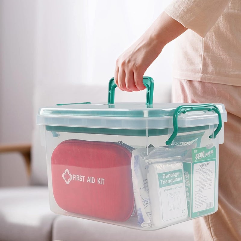 Nicesh Clear Plastic Storage Box OrganizerMedicine Box Family Emergency Kit Storage Box - Image 5