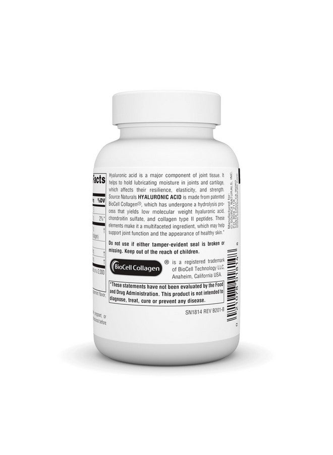 Source Naturals Hyaluronic Acid, Promotes Healthy Joints and Skin*, 100mg - 60 Tablets - Image 3