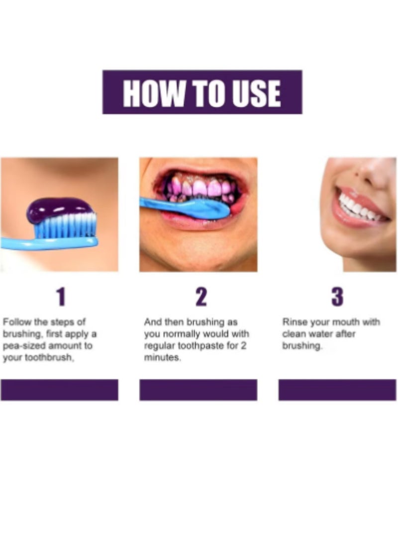 إيلهو مصحح أرجواني 50 مل، معجون أسنان لتبييض الأسنان، تنظيف الأسنان الصفراء، مصحح اللون وإزالة البقع بشكل فعال، العناية بصحة الفم - Image 3