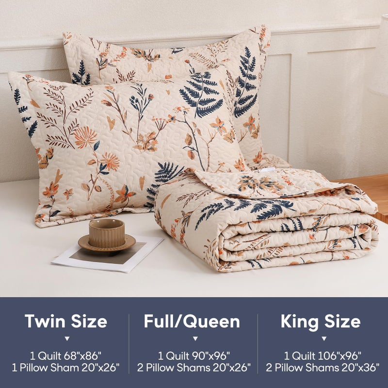 JSD Floral Quilt Set Twin Size, 2 Piece Printed Bedspreads Coverlet with Pillow Sham, Soft Microfiber Quilted Blanket - Image 2