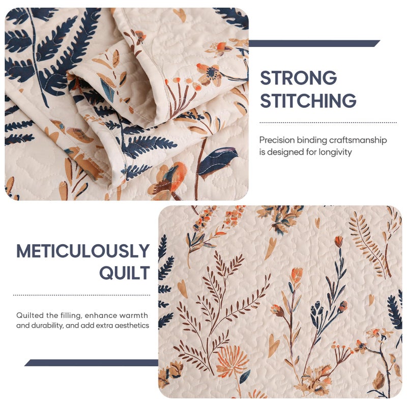 JSD Floral Quilt Set Twin Size, 2 Piece Printed Bedspreads Coverlet with Pillow Sham, Soft Microfiber Quilted Blanket - Image 3