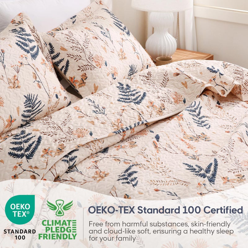 JSD Floral Quilt Set Twin Size, 2 Piece Printed Bedspreads Coverlet with Pillow Sham, Soft Microfiber Quilted Blanket - Image 5