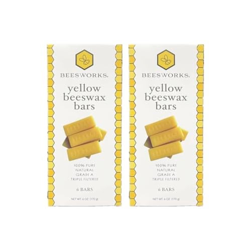 BEESWORKS Yellow Beeswax Bars (12 oz) | 100% Pure, Cosmetic Grade, Triple-Filtered Beeswax for DIY Skin Care, Lip Balm, Lotion and Candle Making (1 oz Bars - 2 Packages of 6) - Image 1