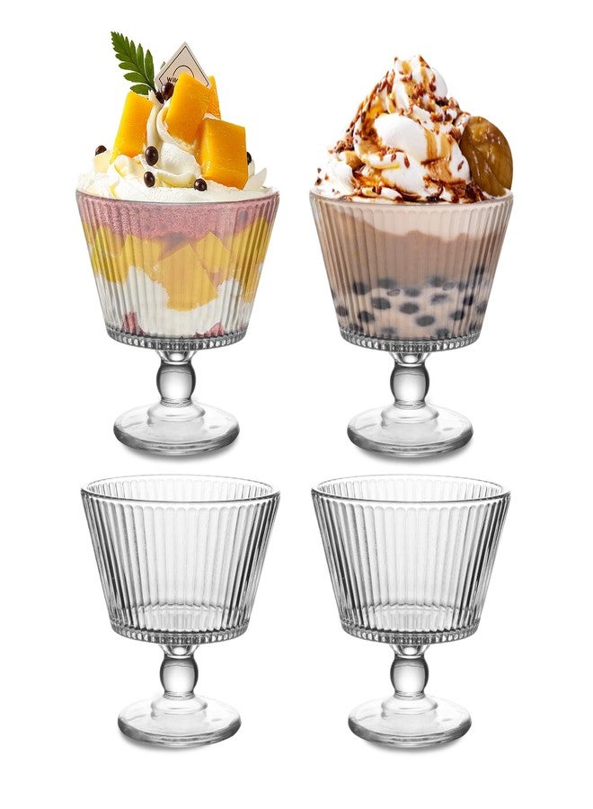 wangsdjy 9oz Glass Dessert Bowls, Vintage Dessert Bowls & Cups - Thickened Sundae Cups Lead-Free, for Ice Cream, Fruit, Pudding,small snacks, Yogurt, and Appetizers (4) - Image 1