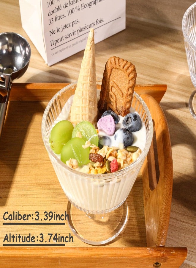 wangsdjy 9oz Glass Dessert Bowls, Vintage Dessert Bowls & Cups - Thickened Sundae Cups Lead-Free, for Ice Cream, Fruit, Pudding,small snacks, Yogurt, and Appetizers (4) - Image 3