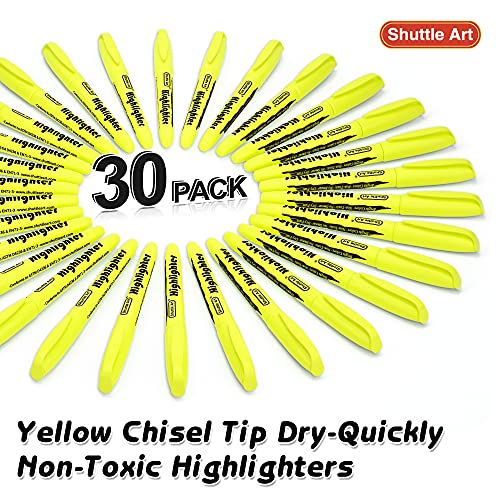 Shuttle Art Yellow Highlighters 30 Pack Highlighters Bright Colors Chisel Tip DryQuickly NonToxic Highlighter markers for Adults Students Highlighting in Home School Office - Image 3