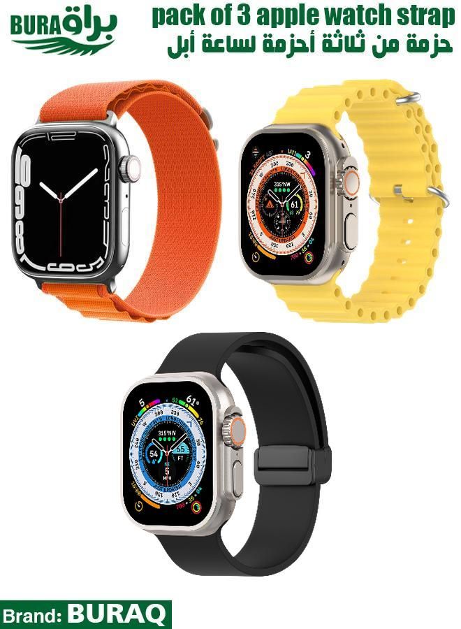 BURAQ Apple Watch Band Strap For Apple Watch Ultra 2/Ultra 49mm, Series 10 46mm, 9/8/7 45mm, SE2/SE/6/5/4 44mm, 3/2/1 42mm 
