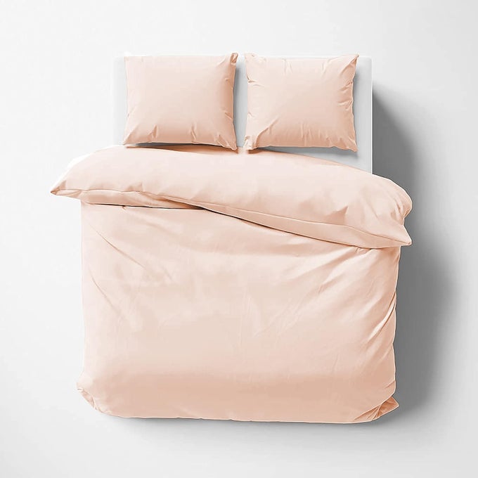 IMPRESSIBLE SUPER SOFT MICROFIBER 3 PIECE DUVET COVER SET SIZE 91X101 INCHES AND 2 PILLOW COVER 300 TC 18X28 INCHES DOUBLE BED SIZEPEACH