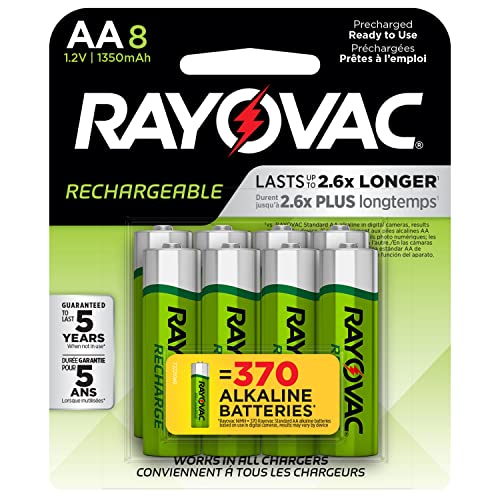 RAYOVAC Rechargeable AA Batteries (8 Pack), NiMH Double A Rechargeable Batteries - Image 1