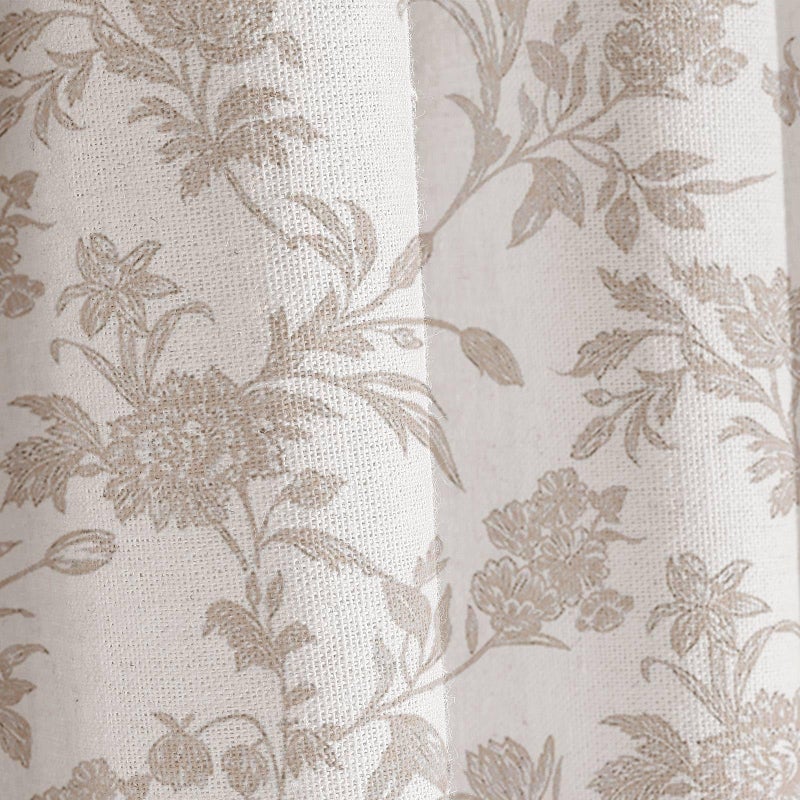 WOUVMA Beige Shower Curtain Floral Cotton Linen Cottagecore Shower Curtain For Bathroom 72"" W X 72"" L Boho Farmhouse - Image 3