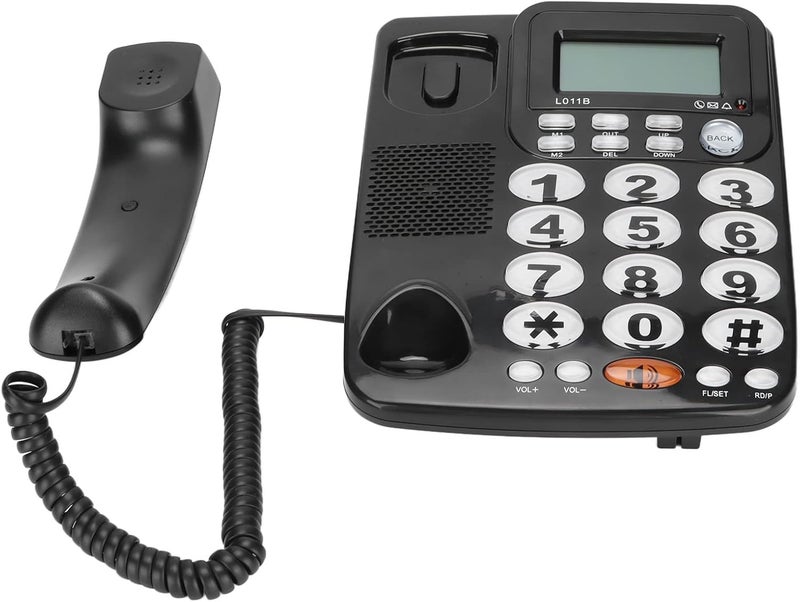 Drfeify Large Buttons Caller ID Desk Telephone Adjustable Volume for Home Office Hotel Rooms Telephones Black - Image 2