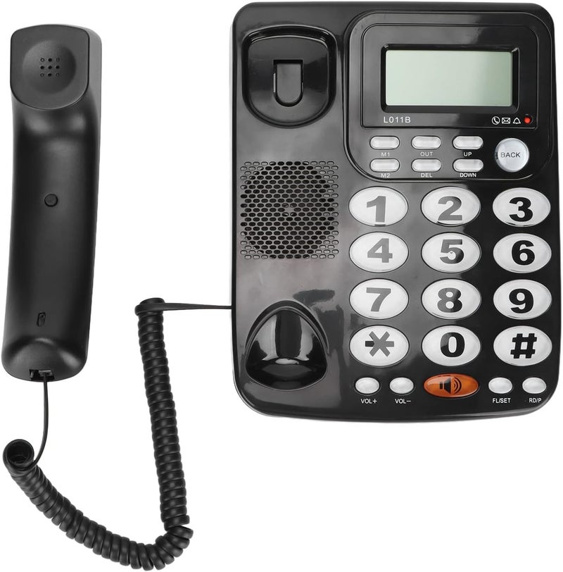 Drfeify Large Buttons Caller ID Desk Telephone Adjustable Volume for Home Office Hotel Rooms Telephones Black - Image 3