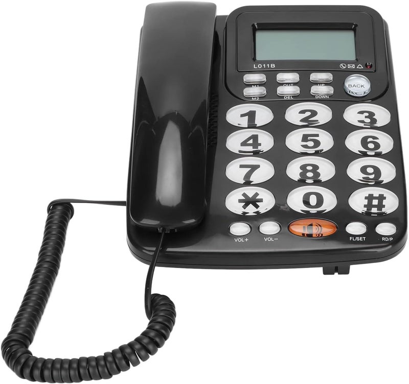 Drfeify Large Buttons Caller ID Desk Telephone Adjustable Volume for Home Office Hotel Rooms Telephones Black - Image 1