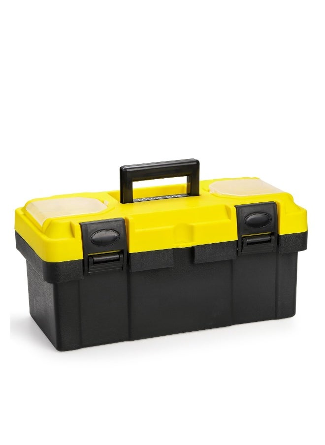 Generic Plastic Tool Box with Handle, 16-Inch Toolbox with Removable Tray, Heavy Duty Organizer Tool Box, Portable Toolbox Organizer for Household Workshops and Garages, Black & Yellow  - Image 1