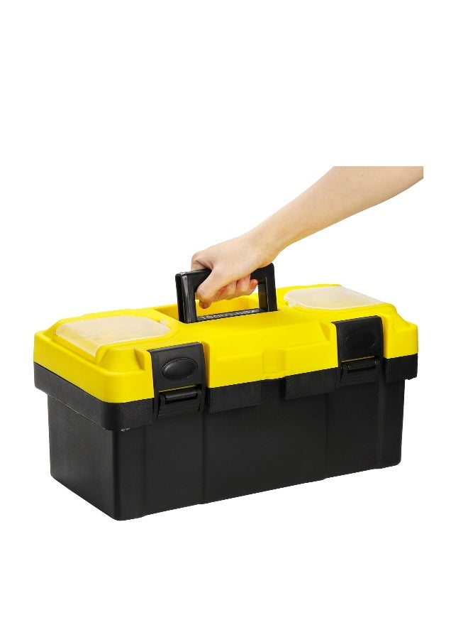 Generic Plastic Tool Box with Handle, 16-Inch Toolbox with Removable Tray, Heavy Duty Organizer Tool Box, Portable Toolbox Organizer for Household Workshops and Garages, Black & Yellow  - Image 3