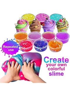 DURKU DIY Slime Making Kit for Girls and Boys - Fluffy Cloud Foam Squish Glitter Slime with Unicorn Charms - Gifts for Kids 12+ (Style 1)  - Image 2