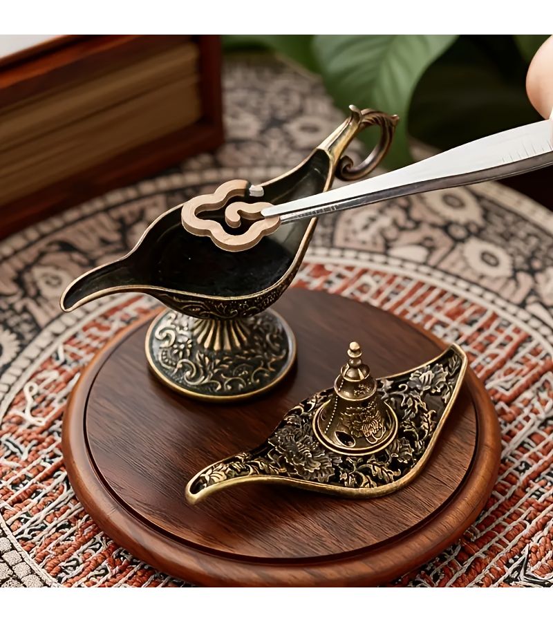 Vintage Metal Incense Lamp Holder Decorative 1pc for Tabletop Home Temple Altar - Image 4