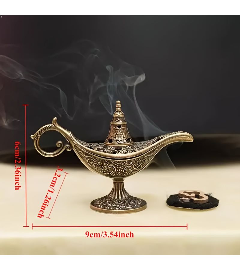 Vintage Metal Incense Lamp Holder Decorative 1pc for Tabletop Home Temple Altar - Image 3