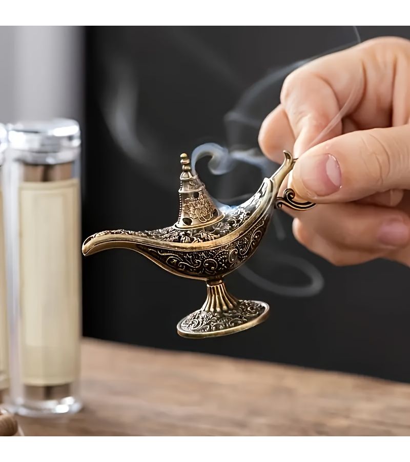Vintage Metal Incense Lamp Holder Decorative 1pc for Tabletop Home Temple Altar - Image 1