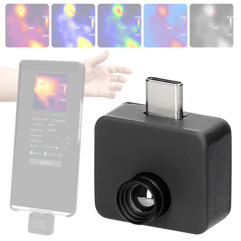 Portable Mobilephone Thermal Imager -20℃ to 1000℃ Small Thermal Imaging Camera Support Maximum Minimum Center Temperature Measurement 5 Color Palette Modes Chinese and English Language Switchable - Image 2