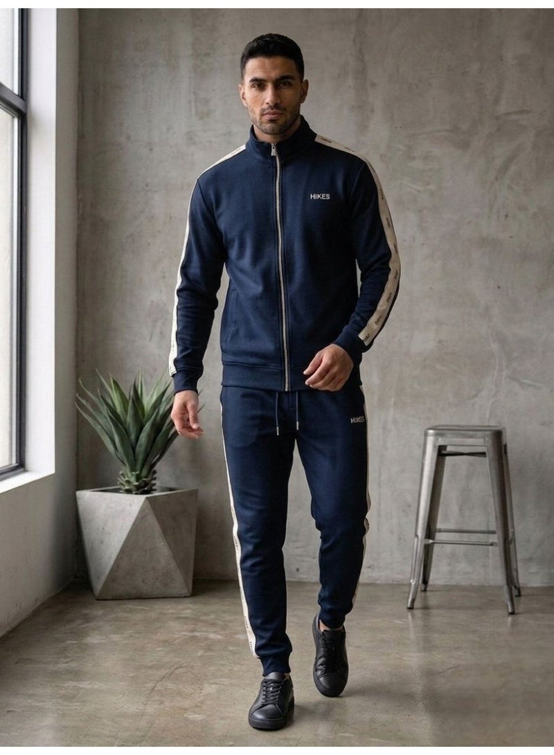Hikes Men’s Premium Summer Tracksuit Set – Slim Fit Zip-Up Jacket & Stretch Jogger Pants, Lightweight Breathable Athleisure Wear - Image 1