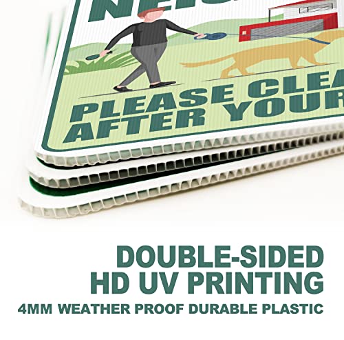 LARREEDE Clean Up After Your Dog Signs 2 Pack 12"x9" with Metal Stake, No Pooping Signs for Yard, Pick Up After Your Dog Signs - Image 2