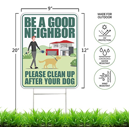 LARREEDE Clean Up After Your Dog Signs 2 Pack 12"x9" with Metal Stake, No Pooping Signs for Yard, Pick Up After Your Dog Signs - Image 3