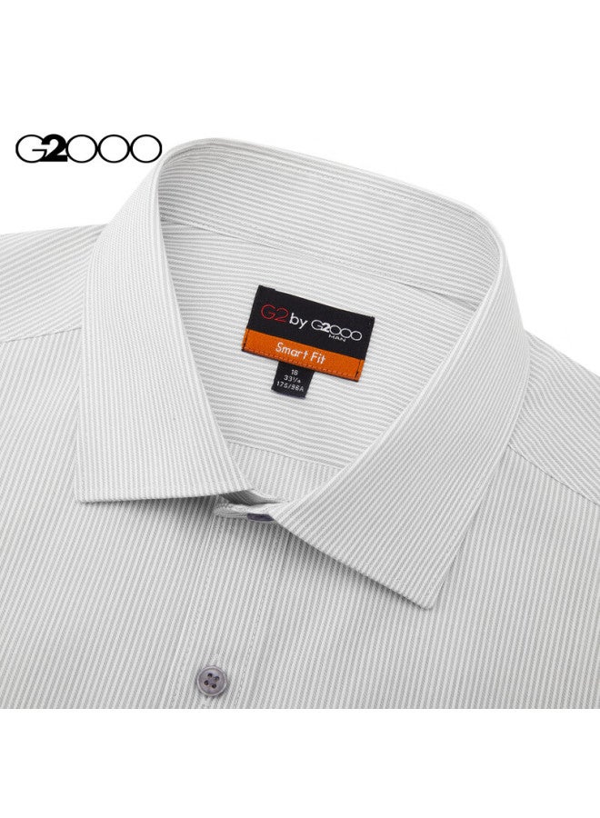 G2000 Mall-matching Cotton Blend Striped Long-sleeve Shirt, Gray-blue, 09 - Image 2