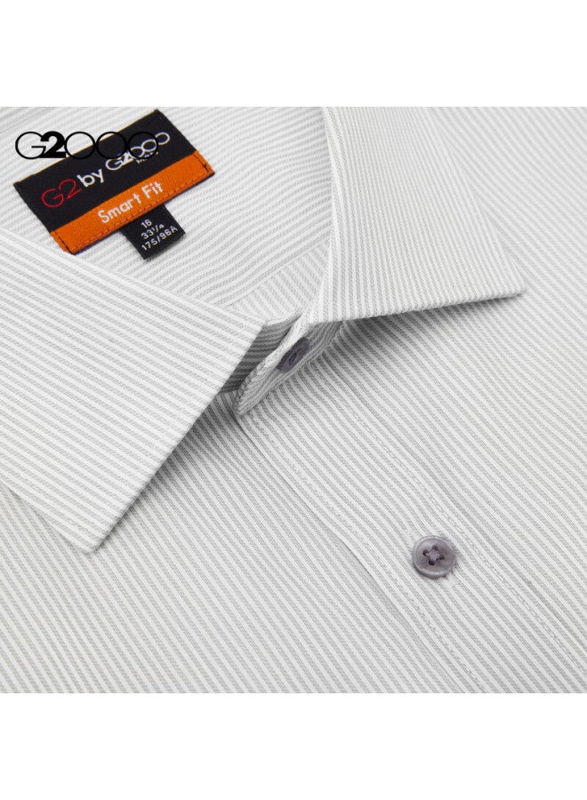 G2000 Mall-matching Cotton Blend Striped Long-sleeve Shirt, Gray-blue, 09 - Image 4