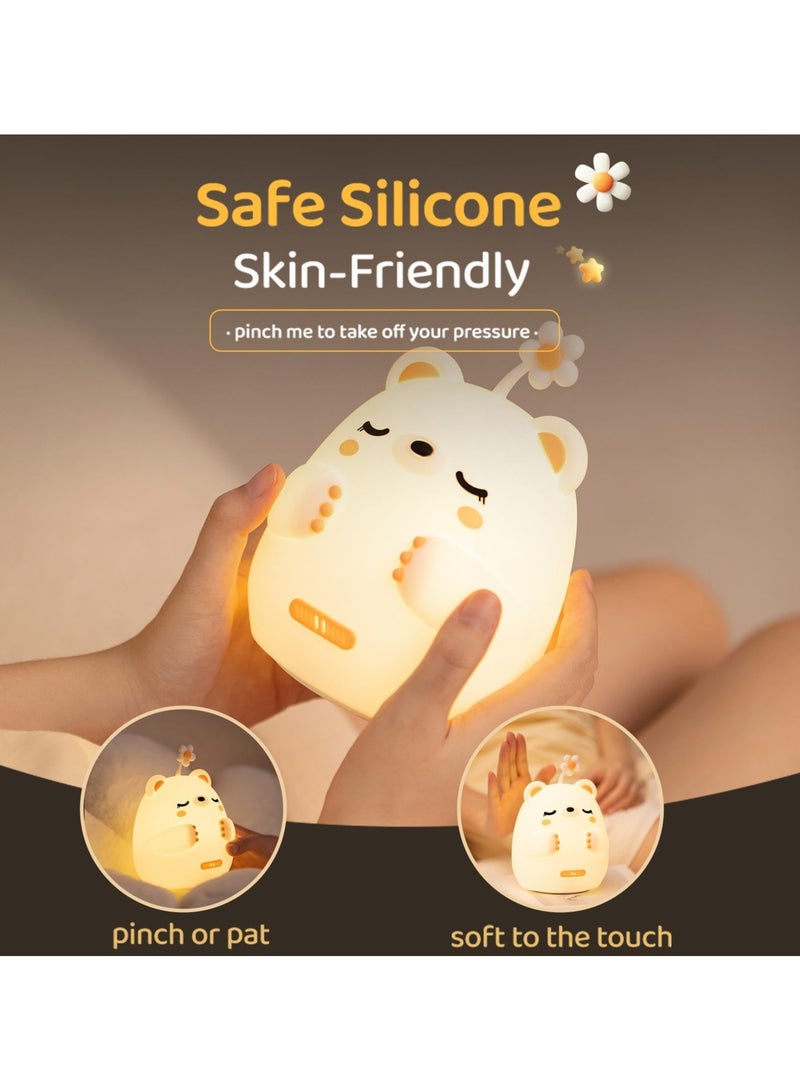 SOLARAE Bear Lamp, Silicone Magical Glow Cute Bear Lamps, USB Rechargeable Bear Night Light, Kids Room Bear Lighting for Birthday Gifts, Bedside Kawaii Lamp, Children Room, Living Room and Bedroom - Image 3