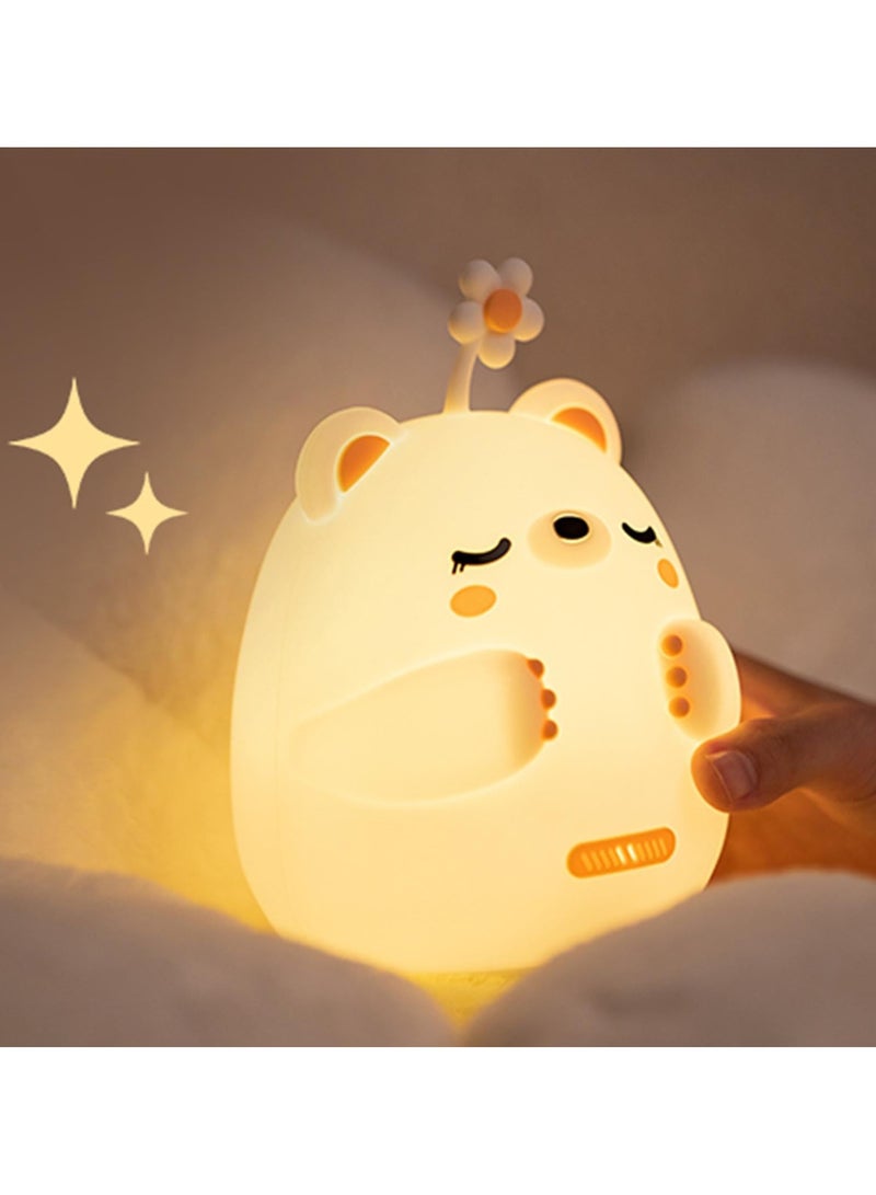 SOLARAE Bear Lamp, Silicone Magical Glow Cute Bear Lamps, USB Rechargeable Bear Night Light, Kids Room Bear Lighting for Birthday Gifts, Bedside Kawaii Lamp, Children Room, Living Room and Bedroom - Image 2
