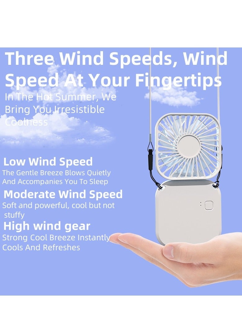 QZ Folding Neck Fan, Handheld USB Charging, Creative Desktop Office Convenient Outdoor Pocket Fan - Image 1